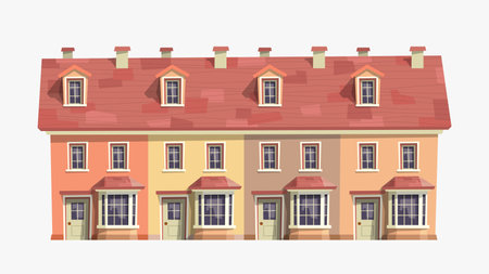 a modern townhouse english design front viewのイラスト素材