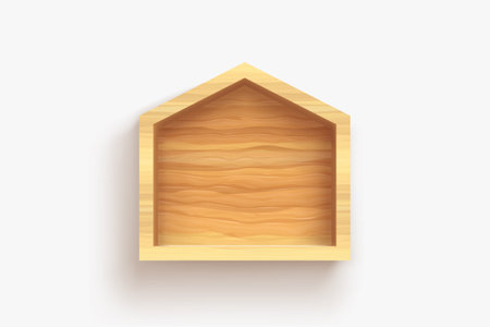 realistic wooden house symbol on white backのイラスト素材