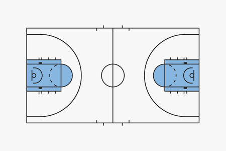 a basketball court silhouette on white backのイラスト素材