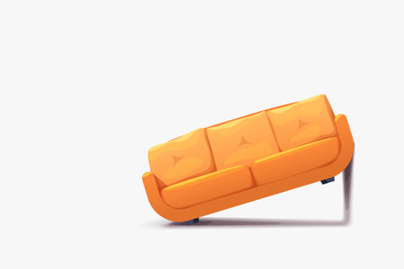 an orange sofa at wall with shadowのイラスト素材