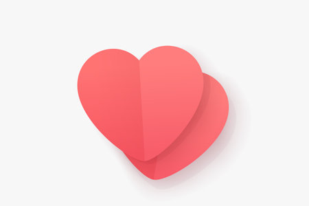 couple red paper hearts on white backのイラスト素材