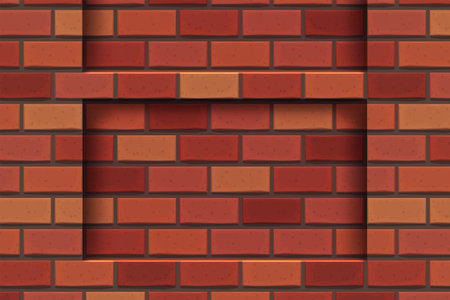 red color dip shadow shelves on brickwallのイラスト素材
