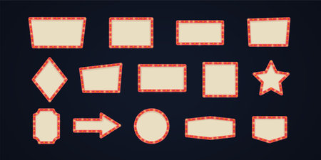 vintage red color lightboxes in big setのイラスト素材