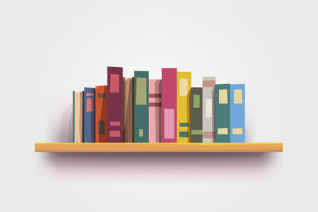 shelf full of colorful books realistic shadowのイラスト素材