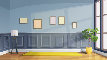 vintage interior of dance yoga room hallのイラスト素材