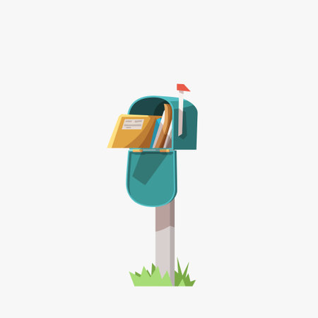 green mailbox cartoon design on white backのイラスト素材