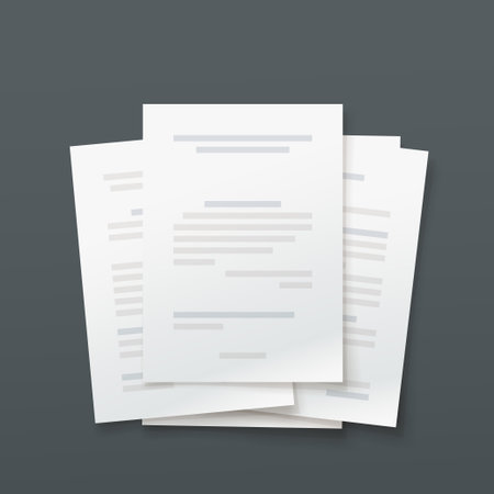 stack of paper documents lying dark backのイラスト素材