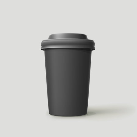 a realistic black takeout cup of coffeeのイラスト素材