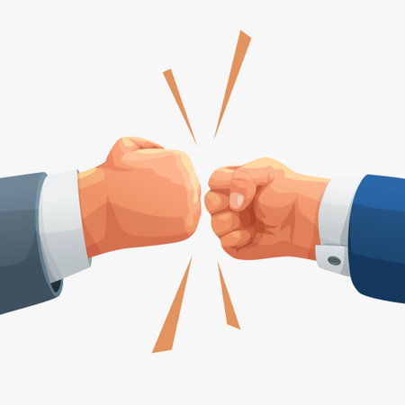 fist bump wearing business suits on whiteのイラスト素材