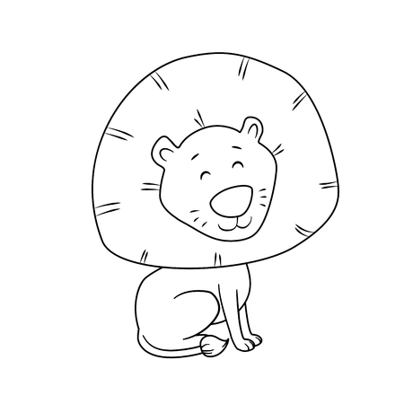 Cute lion cartoon coloring page for kidsのイラスト素材