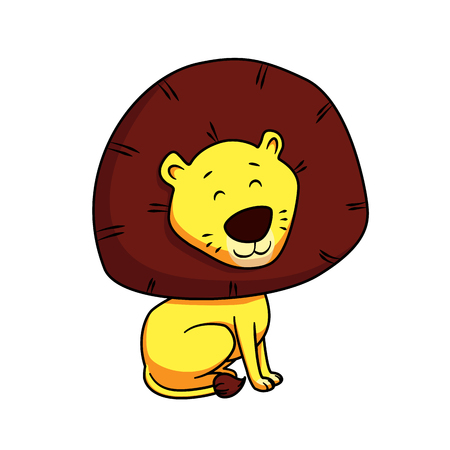 Cute cartoon lion. Can be used for fashion print design, textile design, fashion graphic, t-shirt, kids wearのイラスト素材