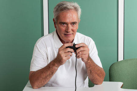 Elderly man playing