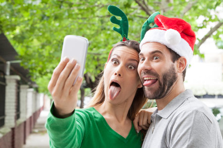 Couple celebrating christmas