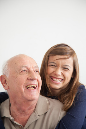 Portrait of grandfather and granddaughterの写真素材