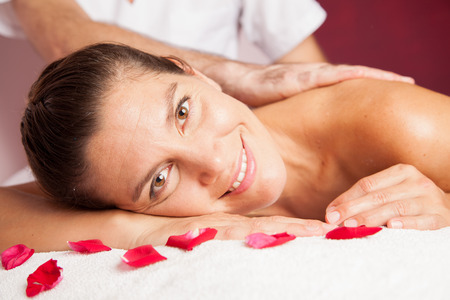 Woman getting a massageの写真素材
