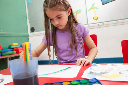 Young girl playing in kindergardenの写真素材