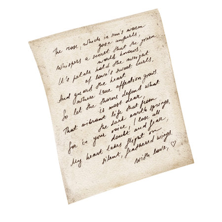 Handwritten letter paper in beige and sepia tones, watercolor illustration. Perfect for Valentine correspondence designs, stationery sets, journaling pages, invitations, packagingの写真素材