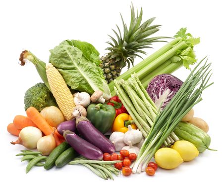 lots of vegetables on white backgroundの写真素材