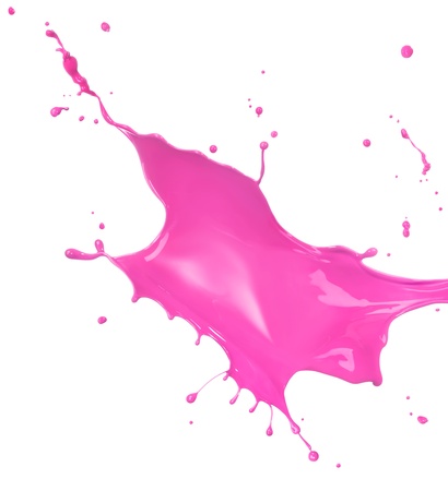 pink paint splash isolated on white backgroundの写真素材