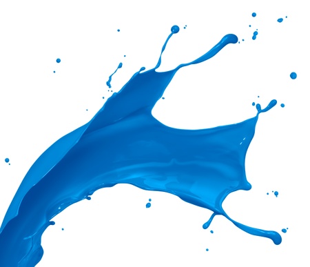 blue paint splash isolated on white backgroundの写真素材