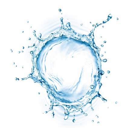 water splash with ripple from top viewの写真素材