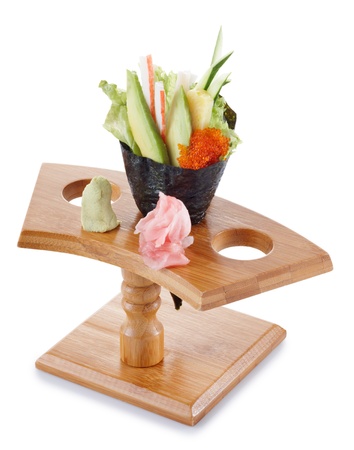 hand roll japanese food isolated on white backgroundの写真素材