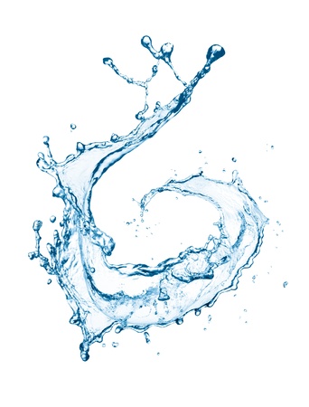swirling water splash isolated on white backgroundの写真素材