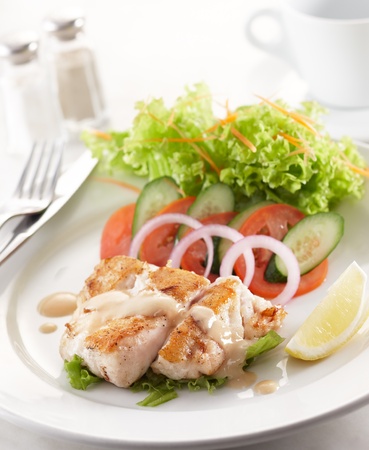 delicious baked garoupa, shallow depth of fieldの写真素材