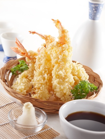 delicious tempura (deep fried prawn), shallow depth of fieldの写真素材