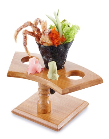 soft shell crab temaki isolated on white backgroundの写真素材