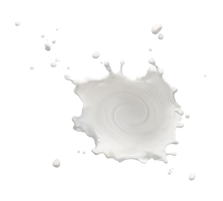 swirling milk splash isolated on white backgroundの写真素材