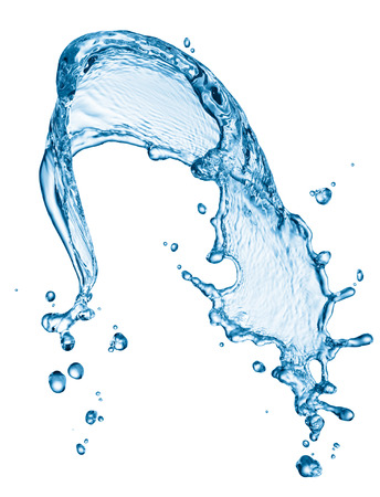 blue water splash isolated on white backgroundの写真素材