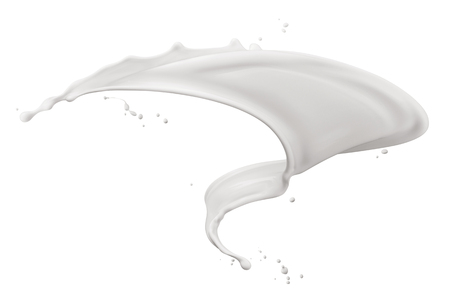 Twisted milk splash isolated on whiteの写真素材
