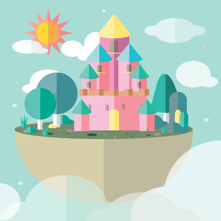 Castle on the sky illustrationのイラスト素材