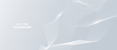 Abstract white background with dynamic waves. Futuristic technology style. Vector illustration.のイラスト素材