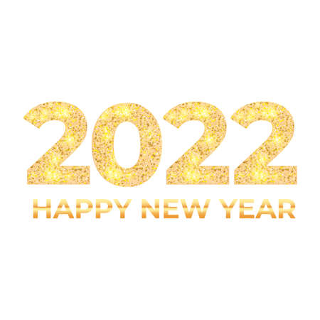 2022 Gold glitter background, 2022 Happy new year  with golden glitter, Happy new year 2022 text design, 2022 bannerの写真素材