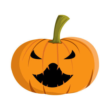 Halloween spooky pumpkin lantern design with a scary devil face on a white background. Pumpkin vector design for Halloween event with orange color. Halloween costume element design.のイラスト素材