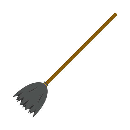 Halloween witch broomstick design vector illustration. Witch broom design with black and wood color shade. Halloween party elements design with a witch broomstick.のイラスト素材