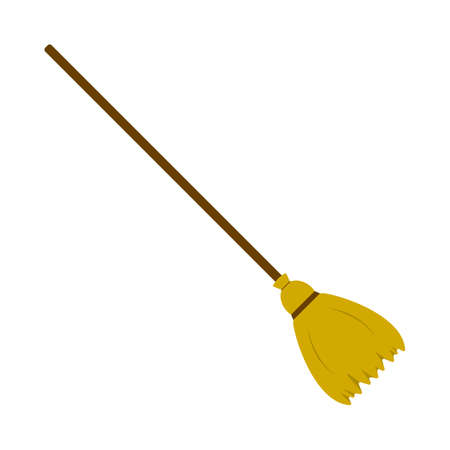 Halloween broomstick design vector illustration. Witch broom design with yellow and wood color shade. Halloween party elements design with a broomstick.のイラスト素材