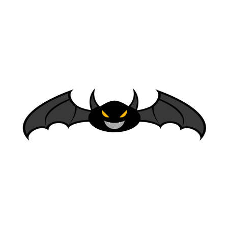 Black bat design with yellow and wood color shade. Halloween party elements design with a black scary bat. Halloween black scary bat design vector illustration.のイラスト素材