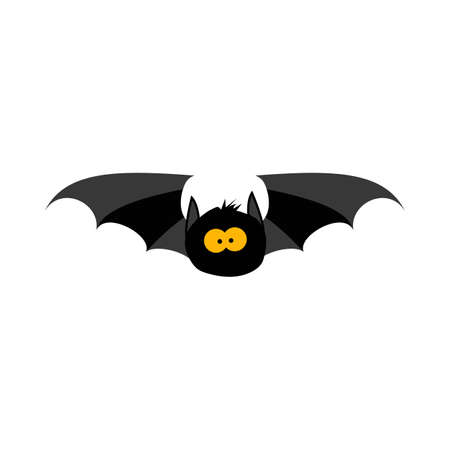 Scary bat design vector illustration for Halloween. Black bat design with yellow and wood color shade. Halloween party elements design with a black scary bat.のイラスト素材