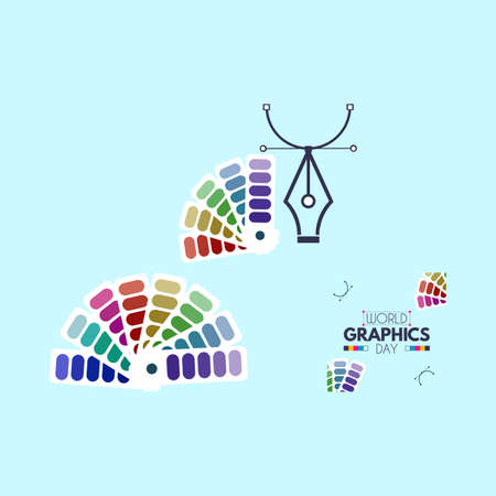 World graphics day vector illustration on a white background. Graphics day celebration with the pen tool design and multi-color swatches.のイラスト素材