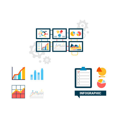 Multicolor graphical infographic, rising and falling with percentages data financial analytic marketing info chart. Charts and diagrams design vector illustration.のイラスト素材