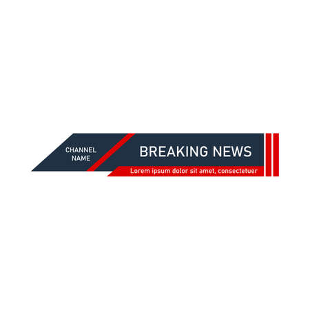News lower third stylish design for television channels. The rectangular and round shape news channel vector design. The metallic color black and Red shade lower third for a news channel.のイラスト素材