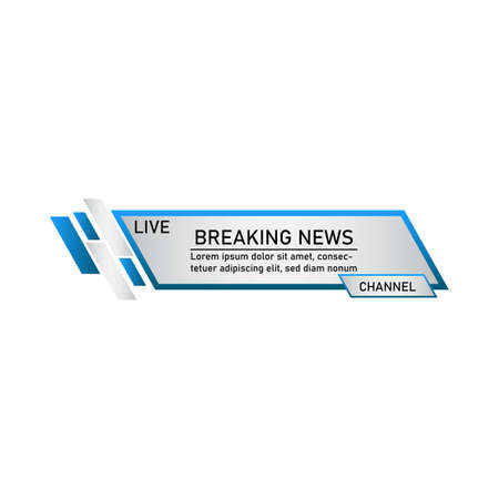 News lower third design for television channels. The rectangular and round shape news channel vector design. The metallic color Blue and white shade lower third for a news channel.のイラスト素材