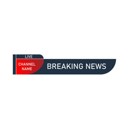 News lower third luxurious design for television channels. The rectangular and round shape news channel vector design. The metallic color royal black and Red shade lower third for a news channel.のイラスト素材