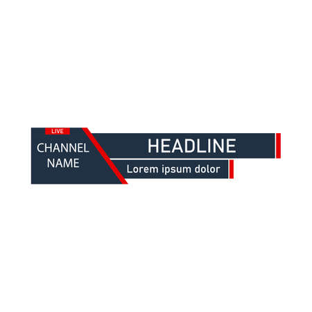 News lower third Royal design for television channels. The rectangular and round shape news channel vector design. The metallic color luxurious black and Red shade lower third for a news channel.のイラスト素材