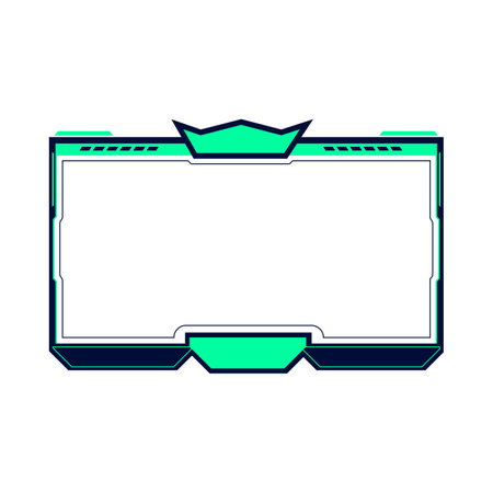 Screen overlay for live streamers vector illustration. Gaming frame overlay design with green and black color shade and king crown. Stylish overlay for live streamers vector illustration.のイラスト素材