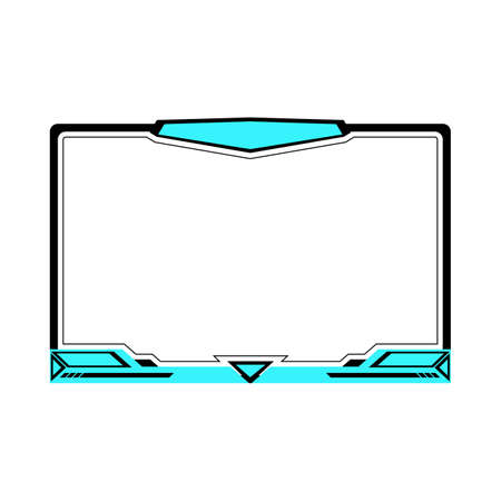 Gaming overlay for live streamers vector design element. Gaming frame overlay design with light blue and black color shade. Stylish overlay for live streamers vector illustration.のイラスト素材