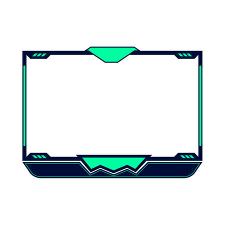 Streaming stylish overlay for live gamers vector design. Gaming frame overlay design with green and dark black color shade. Stylish overlay for live streamers vector illustration.のイラスト素材